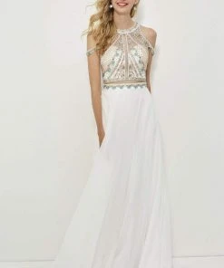 Angela & Alison - 81043 Two Piece Embellished Halter Gown Formal Gowns