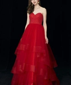 Angela & Alison - 81044 Strapless Tiered A-Line Evening Gown Formal Gowns 11 Angela & Alison - 81044 Strapless Tiered A-Line Evening Gown Formal Gowns