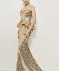 Formal Gowns Angela & Alison - 81052 Strapless Peplum Evening Gown