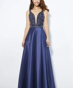 Angela & Alison - 81063 Beaded Deep V-neck Romper With Overskirt Formal Gowns