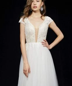 Formal Gowns Angela & Alison - 81069 Deep V-neck A-line Dress 12 Formal Gowns Angela & Alison - 81069 Deep V-neck A-line Dress