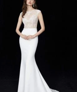 Angela & Alison - 81076 Embellished Illusion Jewel Trumpet Dress Formal Gowns