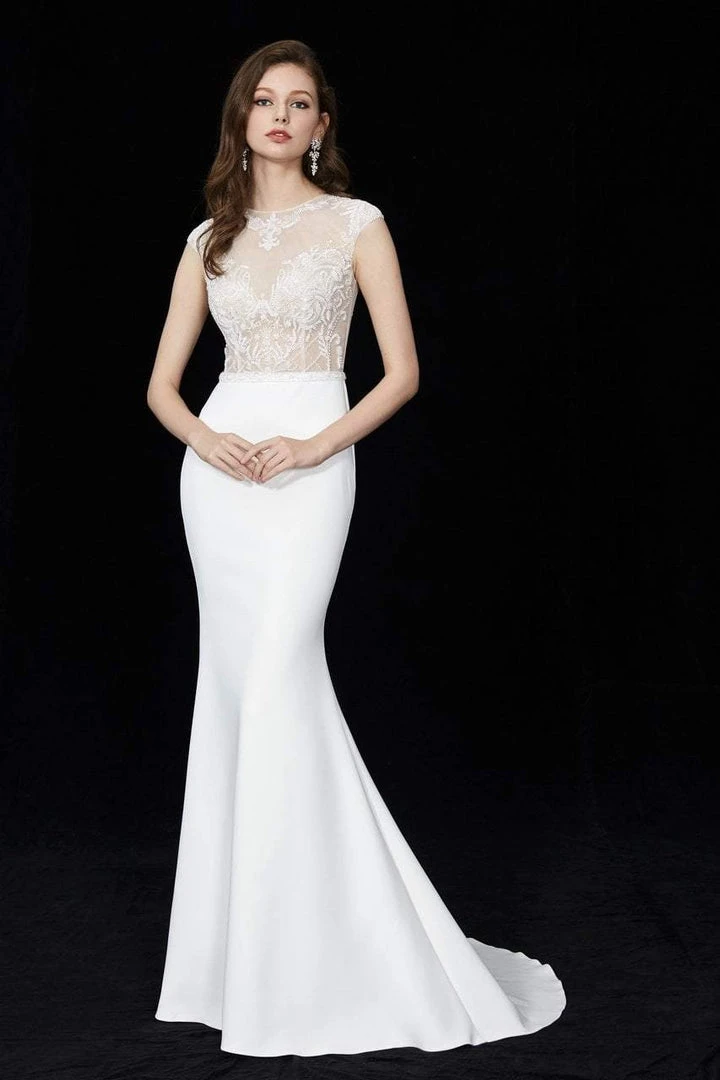 Angela & Alison - 81076 Embellished Illusion Jewel Trumpet Dress Formal Gowns 3 Angela & Alison - 81076 Embellished Illusion Jewel Trumpet Dress Formal Gowns