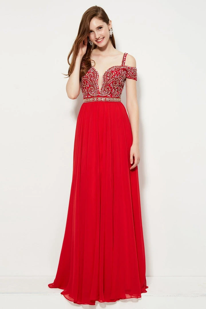Formal Gowns Angela & Alison - 81081 Embellished Deep V-neck A-line Dress 6 Formal Gowns Angela & Alison - 81081 Embellished Deep V-neck A-line Dress