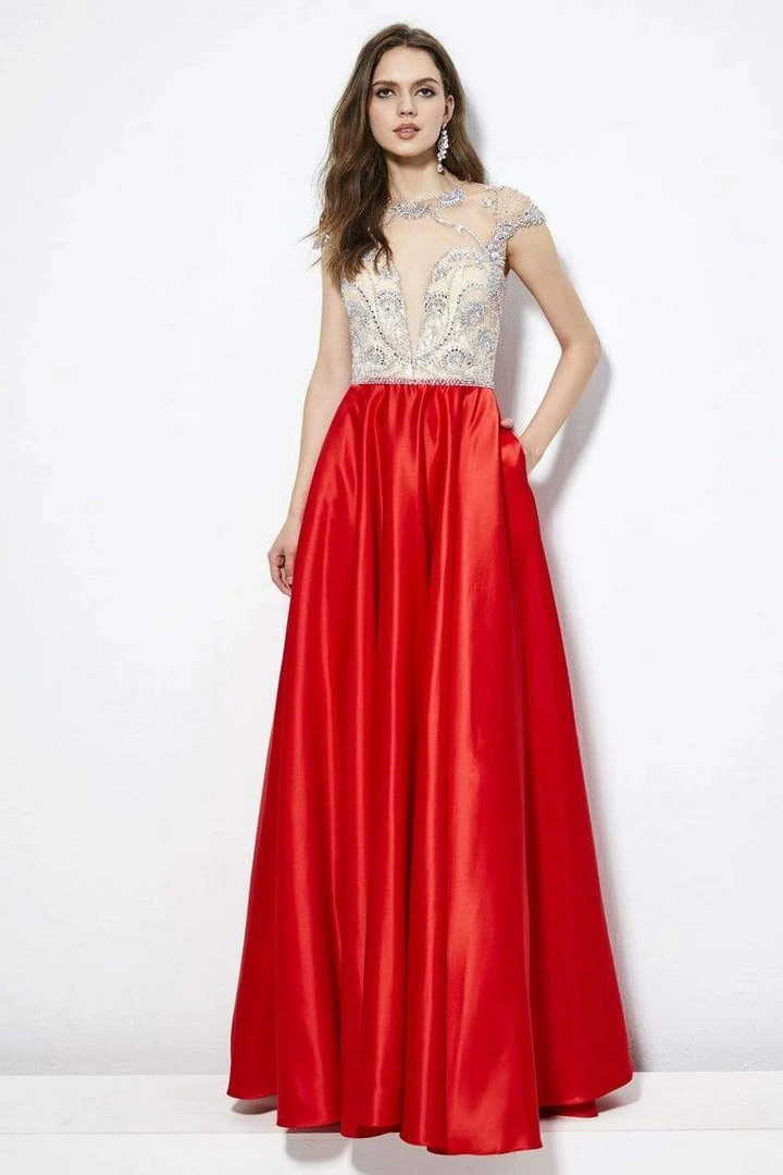 Angela & Alison - 81083 Bejeweled Illusion Jewel A-line Dress Formal Gowns 5 Angela & Alison - 81083 Bejeweled Illusion Jewel A-line Dress Formal Gowns