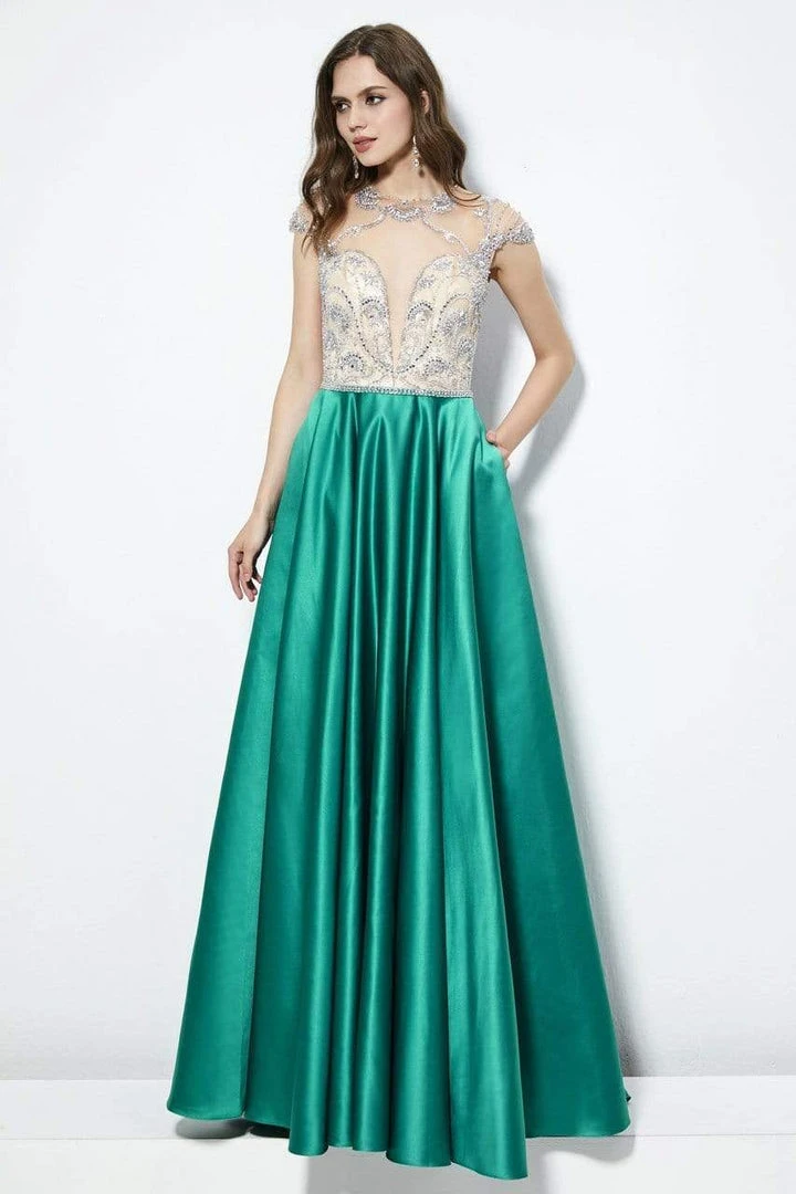 Angela & Alison - 81083 Bejeweled Illusion Jewel A-line Dress Formal Gowns 3 Angela & Alison - 81083 Bejeweled Illusion Jewel A-line Dress Formal Gowns
