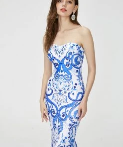 Angela & Alison - 81111 Strapless Printed Sweetheart Mermaid Dress 8 Angela & Alison - 81111 Strapless Printed Sweetheart Mermaid Dress