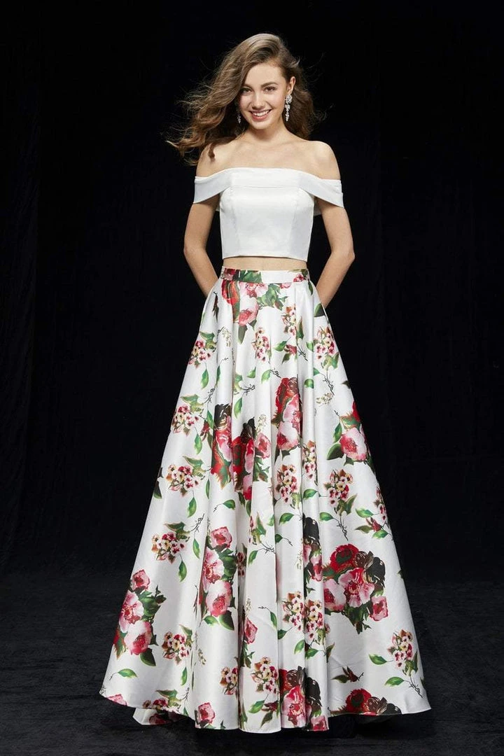 Angela & Alison - 81120 Two Piece Floral Printed Ballgown Formal Gowns 3 Angela & Alison - 81120 Two Piece Floral Printed Ballgown Formal Gowns