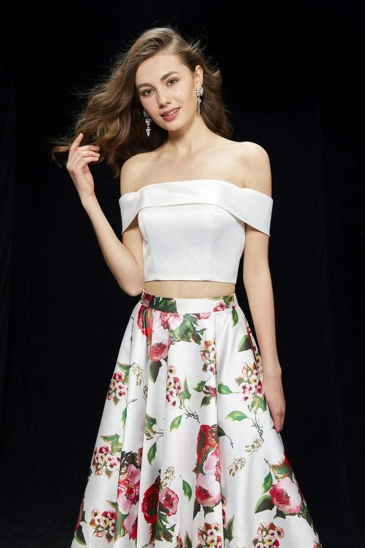 Angela & Alison - 81120 Two Piece Floral Printed Ballgown Formal Gowns 4 Angela & Alison - 81120 Two Piece Floral Printed Ballgown Formal Gowns