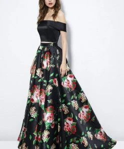 Angela & Alison - 81120 Two Piece Floral Printed Ballgown Formal Gowns 10 Angela & Alison - 81120 Two Piece Floral Printed Ballgown Formal Gowns