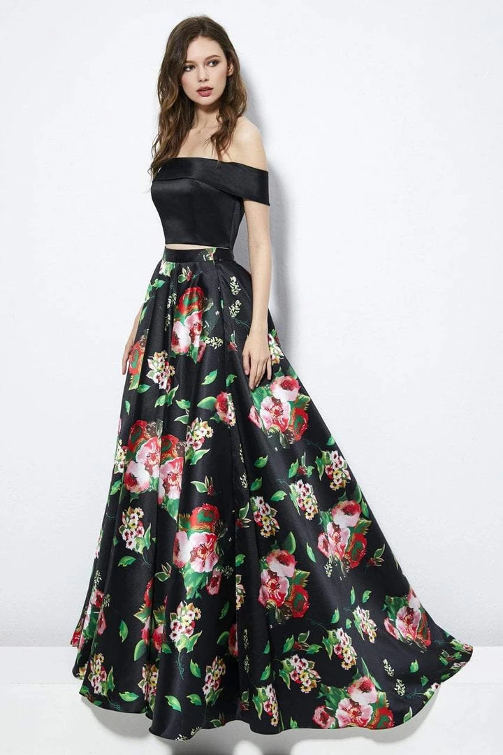 Angela & Alison - 81120 Two Piece Floral Printed Ballgown Formal Gowns 5 Angela & Alison - 81120 Two Piece Floral Printed Ballgown Formal Gowns