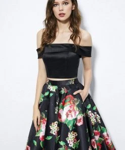 Angela & Alison - 81120 Two Piece Floral Printed Ballgown Formal Gowns 12 Angela & Alison - 81120 Two Piece Floral Printed Ballgown Formal Gowns