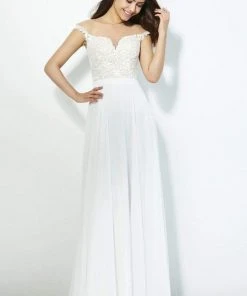 Angela & Alison - 81124 Bead Embroidered Illusion Jewel A-line Dress Formal Gowns