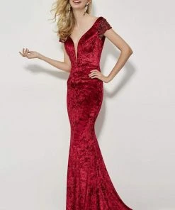 Angela & Alison - 81126 Deep V-neck Sheath Gown