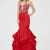 Angela & Alison - 81139 Beaded Embellished Plunging Illusion Neck Ruffled Mermaid Gown - 1 Pc Hot Red In Size 6 Available 2 Angela & Alison - 81139 Beaded Embellished Plunging Illusion Neck Ruffled Mermaid Gown - 1 Pc Hot Red In Size 6 Available
