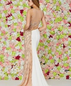 Angela & Alison - 861206 Beaded Illusion Evening Gown Formal Gowns