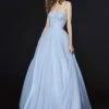 Formal Gowns Angela & Alison - 91083 Strapless Beaded Sweetheart Tulle A-line Gown - 1 Pc Light Blue In Size 8 Available
