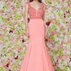 Angela & Alison - Bead Crusted Trumpet Gown - 1 Pc Peach In Size 6 Available 1 Angela & Alison - Bead Crusted Trumpet Gown - 1 Pc Peach In Size 6 Available