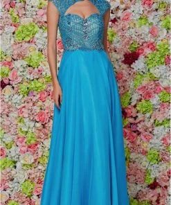 Formal Gowns Angela & Alison Keyhole Cutout Sweetheart Embellished A-Line Gown