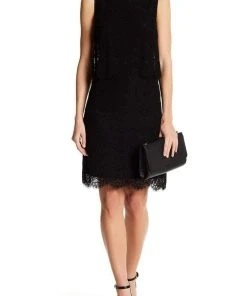 Anne Klein - 10629662 Sleeveless Popover Scalloped Lace Crepe Dress