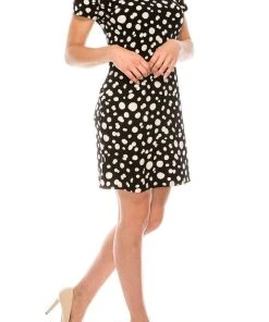 Plus Size Dresses Anne Klein - 10799096 Polka Dot Fitted Short Sheath Dress