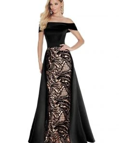 Ashley Lauren - 1290 Off Shoulder Evening Dress With Overskirt