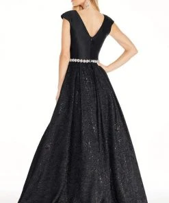 Formal Gowns Ashley Lauren - 1306 Brocade Ball Gown With Beaded Belt