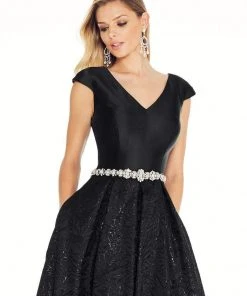 Formal Gowns Ashley Lauren - 1306 Brocade Ball Gown With Beaded Belt