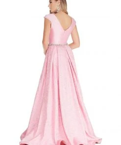 Formal Gowns Ashley Lauren - 1306 Brocade Ball Gown With Beaded Belt