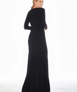 Ashley Lauren - 1331 Crystal Accented Long Sleeve Trumpet Dress Formal Gowns