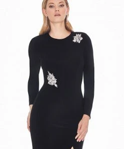 Ashley Lauren - 1331 Crystal Accented Long Sleeve Trumpet Dress Formal Gowns