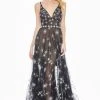 Ashley Lauren - 1332 Crystal Beaded Plunging V-neck A-line Dress Formal Gowns