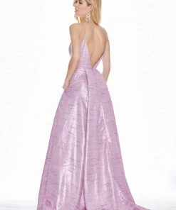 Formal Gowns Ashley Lauren - 1336 Plunging V-Neck Pleated Ballgown