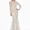 Ashley Lauren - 1349 Sequined Long Sleeve Bateau Trumpet Dress