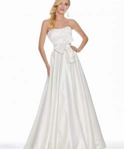 Ashley Lauren - 1367 Strapless Oversized Bow Satin A-Line Gown Formal Gowns