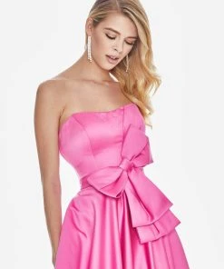 Ashley Lauren - 1367 Strapless Oversized Bow Satin A-Line Gown Formal Gowns