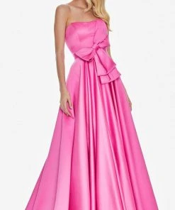 Ashley Lauren - 1367 Strapless Oversized Bow Satin A-Line Gown Formal Gowns