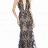 Ashley Lauren - 1374 Sequined Deep Halter V-neck Trumpet Dress Formal Gowns