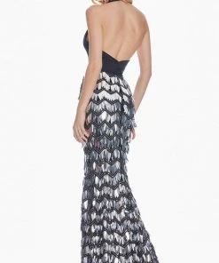 Ashley Lauren - 1375 Plunging Halter Sequined Paillette Mermaid Gown Formal Gowns