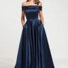 Ashley Lauren - Off Shoulder Pageant Ball Gown 1139 - 1 Pc Navy In Size 4 Available Formal Gowns