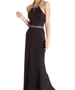 Aspeed Design - Beaded High Halter Evening Gown L1768 - 1 Pc Black In Size XS Available Formal Gowns