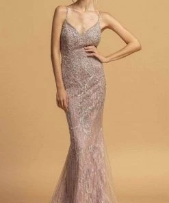 Formal Gowns Aspeed Design - Beaded Mermaid Evening Dress L2230 - 1 Pc Mauve In Size XS Available