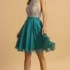 Aspeed Design - Bejeweled Halter A-Line Cocktail Dress S2140 - 1 Pc Teal In Size XS Available 1 Aspeed Design - Bejeweled Halter A-Line Cocktail Dress S2140 - 1 Pc Teal In Size XS Available
