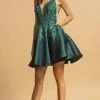 Aspeed Design - Deep V-Neck Embroidered Cocktail Dress S2115 - 1 Pc Hunter Green In Size XS Available Cocktail Dresses 2 Aspeed Design - Deep V-Neck Embroidered Cocktail Dress S2115 - 1 Pc Hunter Green In Size XS Available Cocktail Dresses