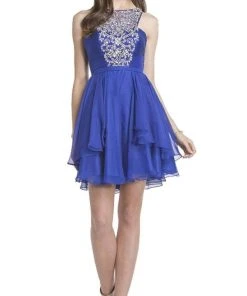 Aspeed Design - Halter Style Homecoming A-line Dress S1522 - 1 Pc Royal In Size XS Available
