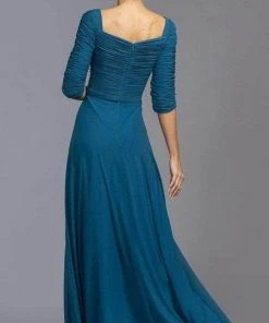 Aspeed Design - Square Neck Shirred A-Line Dress M2195 - 1 Pc Slate Gray In Size M Available 6 Aspeed Design - Square Neck Shirred A-Line Dress M2195 - 1 Pc Slate Gray In Size M Available