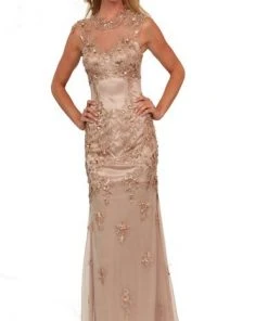 Atria Dresses - Ac667542 Jewel Neck Gown - 1 Pc Dusty Rose In Size 2 Available