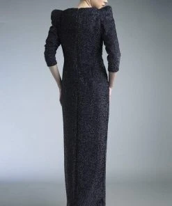 Basix - D5301L Puff Sleeve Plunging Surplice Sheath Gown Formal Gowns 15 Basix - D5301L Puff Sleeve Plunging Surplice Sheath Gown Formal Gowns