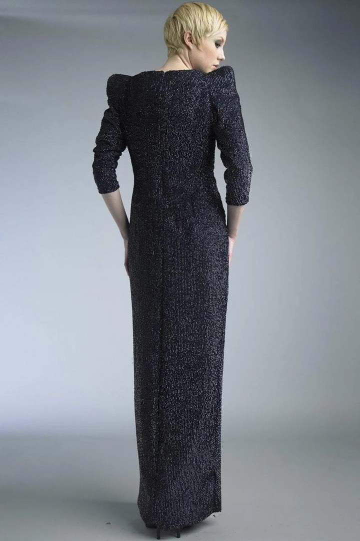 Basix - D5301L Puff Sleeve Plunging Surplice Sheath Gown Formal Gowns 8 Basix - D5301L Puff Sleeve Plunging Surplice Sheath Gown Formal Gowns