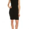 Cocktail Dresses Bebe - 701087B Pleated Ruffle Neck Sleeveless Sheath Mini Dress